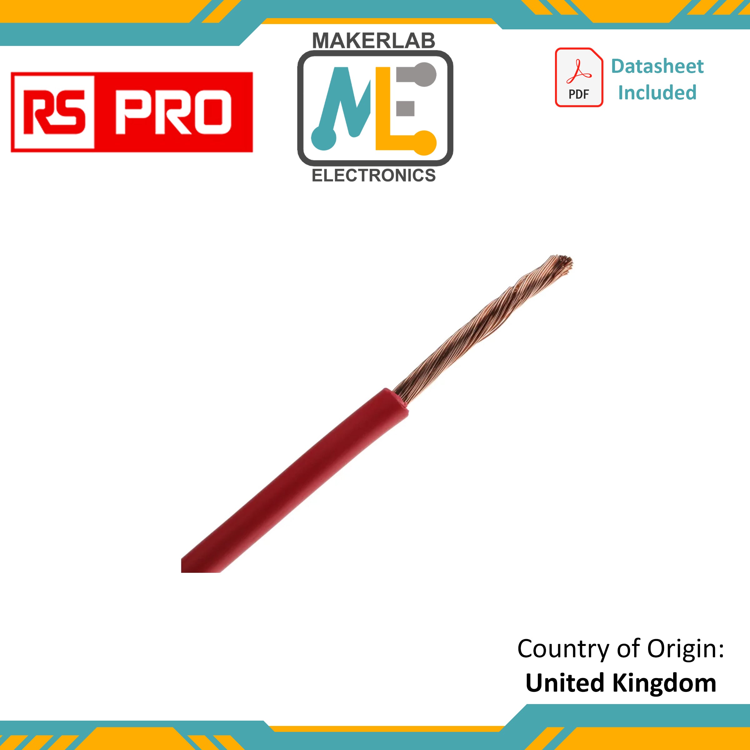 RS PRO Red 2.1 mm² Hook Up Wire, 14 AWG, 1C, 305m, PVC Insulation