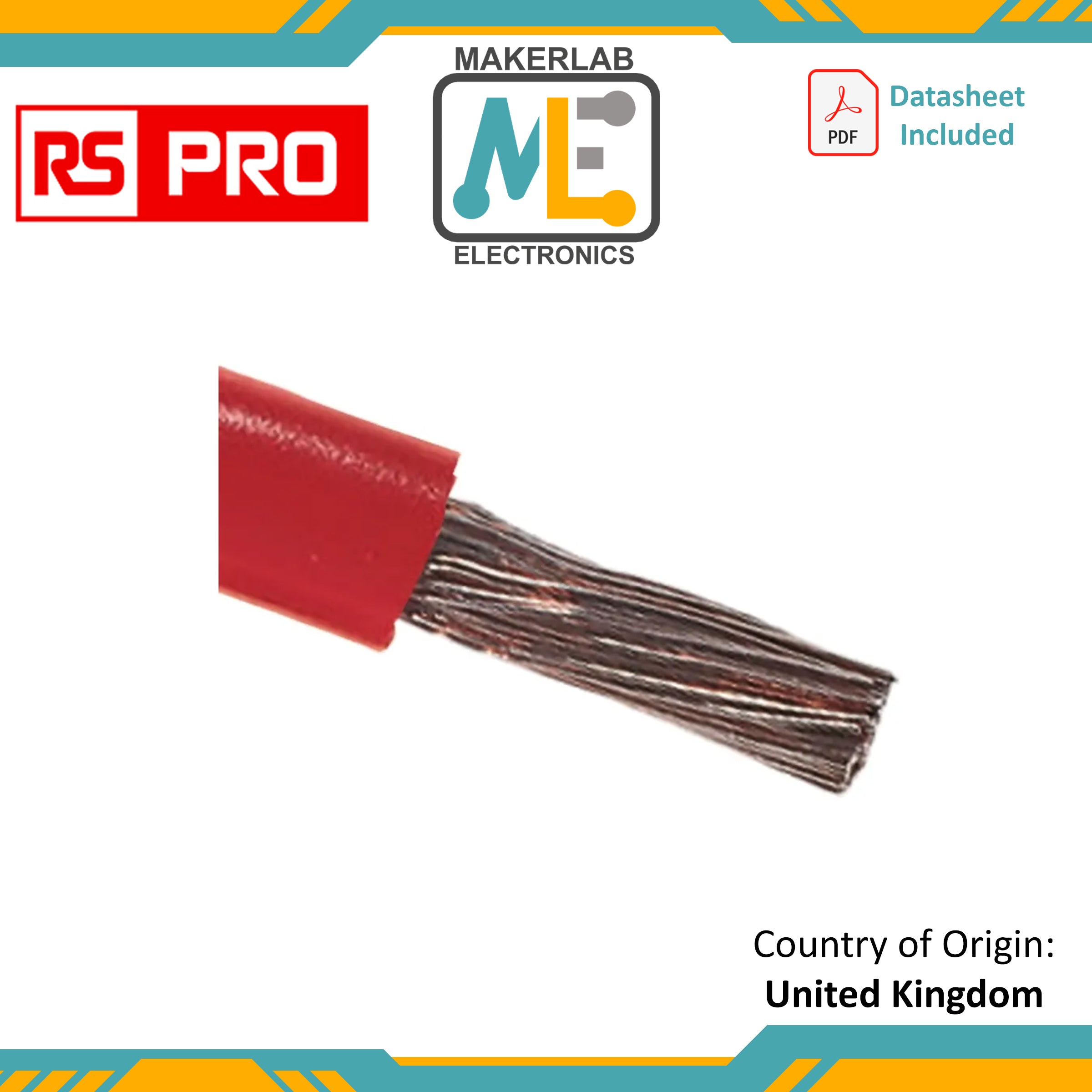 RS PRO Black 6 mm² Hook Up Wire, 10 AWG, 84/0.3mm, 100m, PVC