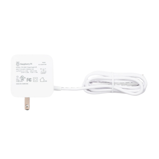 White 27W USB-C PD Power Supply for Raspberry Pi 5