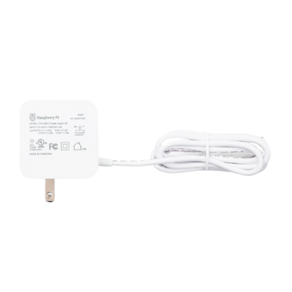 White 27W USB-C PD Power Supply for Raspberry Pi 5