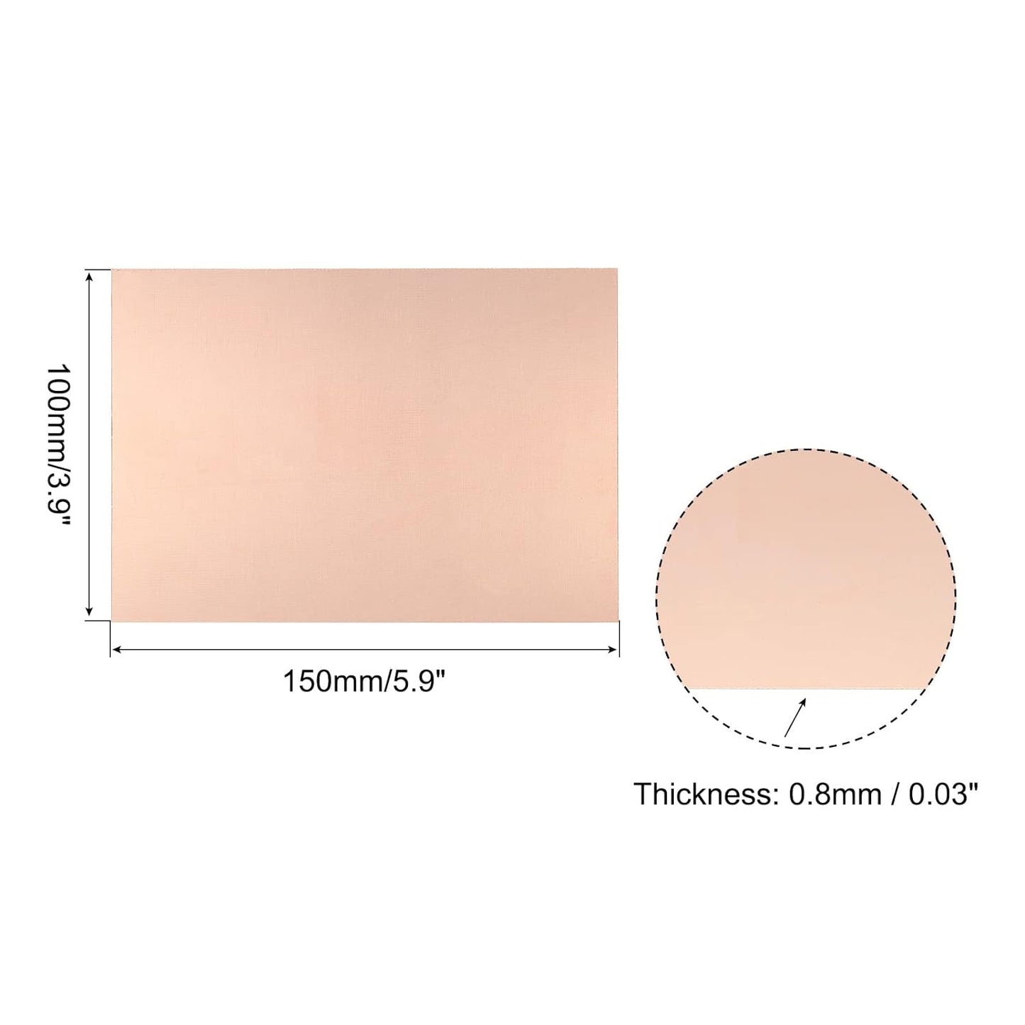 Dual Side Copper Clad Laminate for PCB 150x100x0.8mm 18μm+18μ and 160x100x0.8mm 35μm+35μm