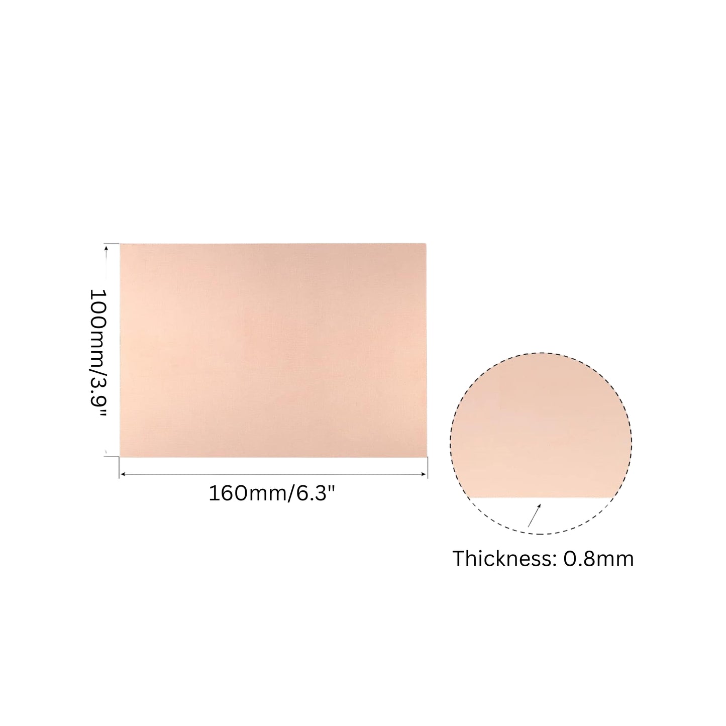 Dual Side Copper Clad Laminate for PCB 150x100x0.8mm 18μm+18μ and 160x100x0.8mm 35μm+35μm