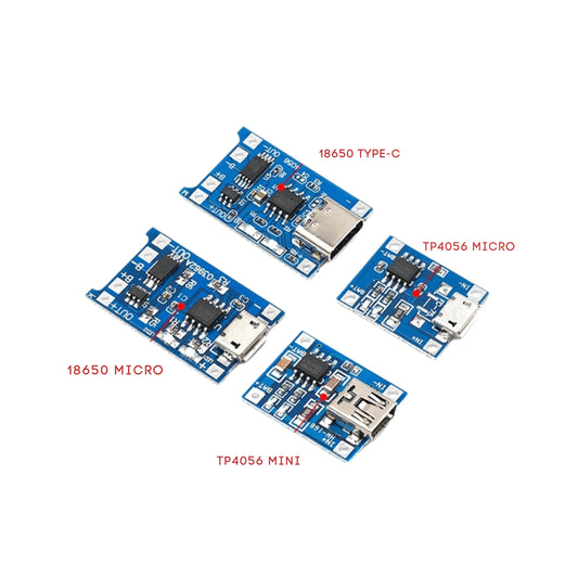 Type C Micro USB 5V 1A 18650 TP4056 Lithium Battery Charger Module Charging Board With Protection