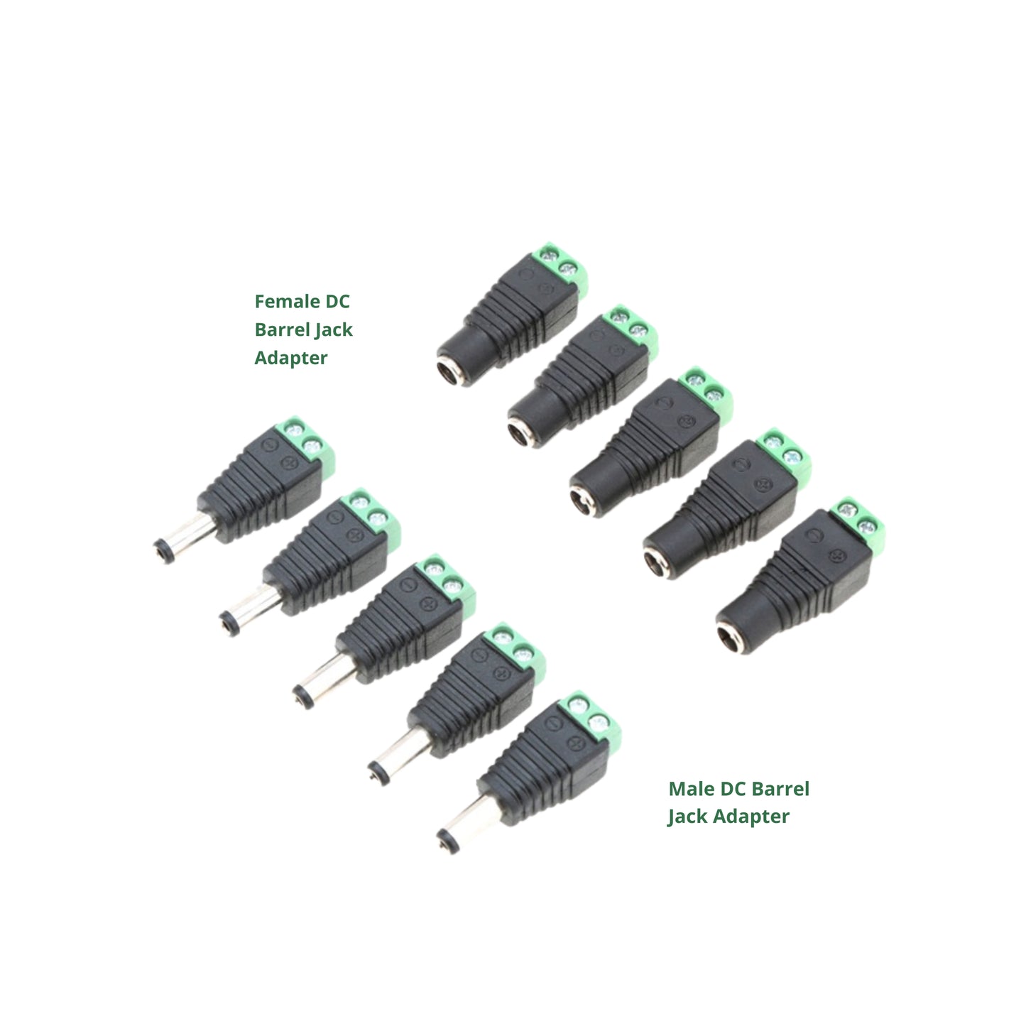 DC Barrel Jack Adapter Female & Male - 10Pcs / 5 Pairs