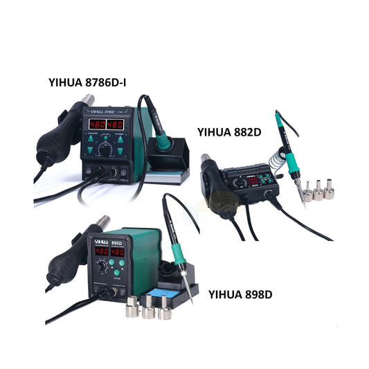 Yihua 898D 8786D-I 882D USB Digital LCD Display SMD 2 in 1 Hot Air Rework and Soldering Iron Station Welding Tool 868D