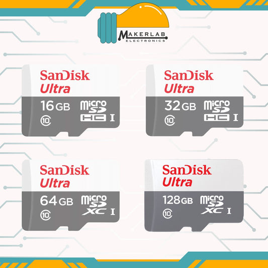 16GB l 32GB l 64GB l 128GB l 256GB | 400GB Micro SD Card for Raspberry Pi , Phone Memory Card Sandisk Ultra Class 10 Makerlab Electronics