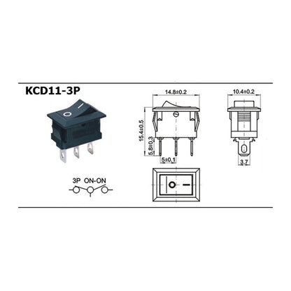 SPST KCD11 Miniature Rocker Switch - 5Pcs