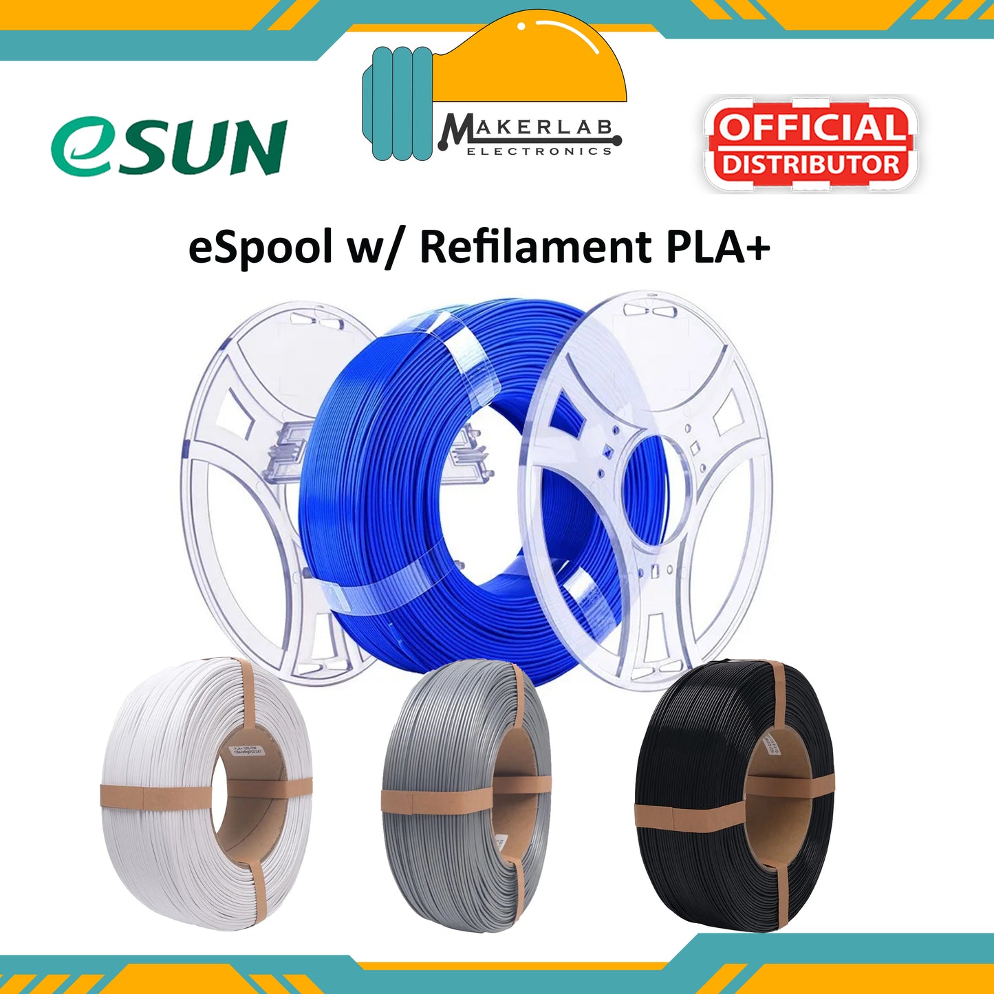 eSUN PLA+ PLA PLUS eSpool Filament Refill 1KG 1.75mm with Spool for 3D Printer