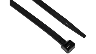 RS PRO Cable Tie, 380mm x 7.6 mm, Black Nylon, Pk-100