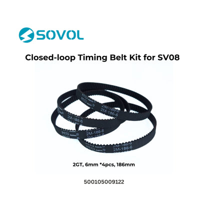 Sovol Closed-loop Timing Belt Kit for SV08 3D Printer - 2GT, 6mm 4 pcs, 186mm