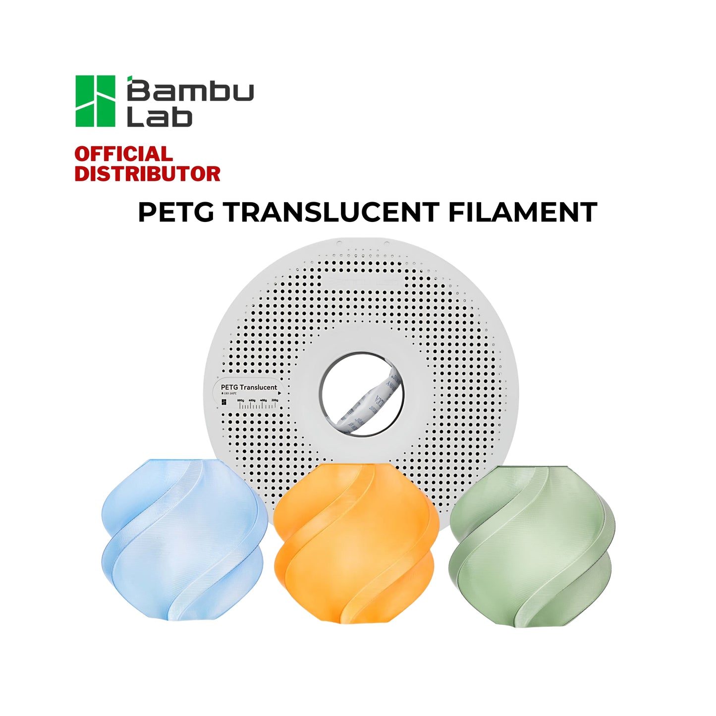 Bambu Lab PETG Translucent 3D Printer Filament 1.75mm 1KG