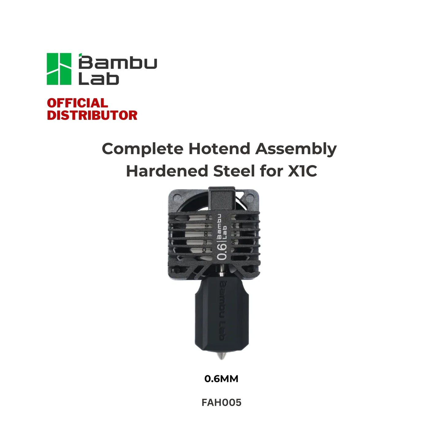 Bambu Lab Complete Hotend Assembly 0.6mm Hardended Steel for X1C 3D Printer