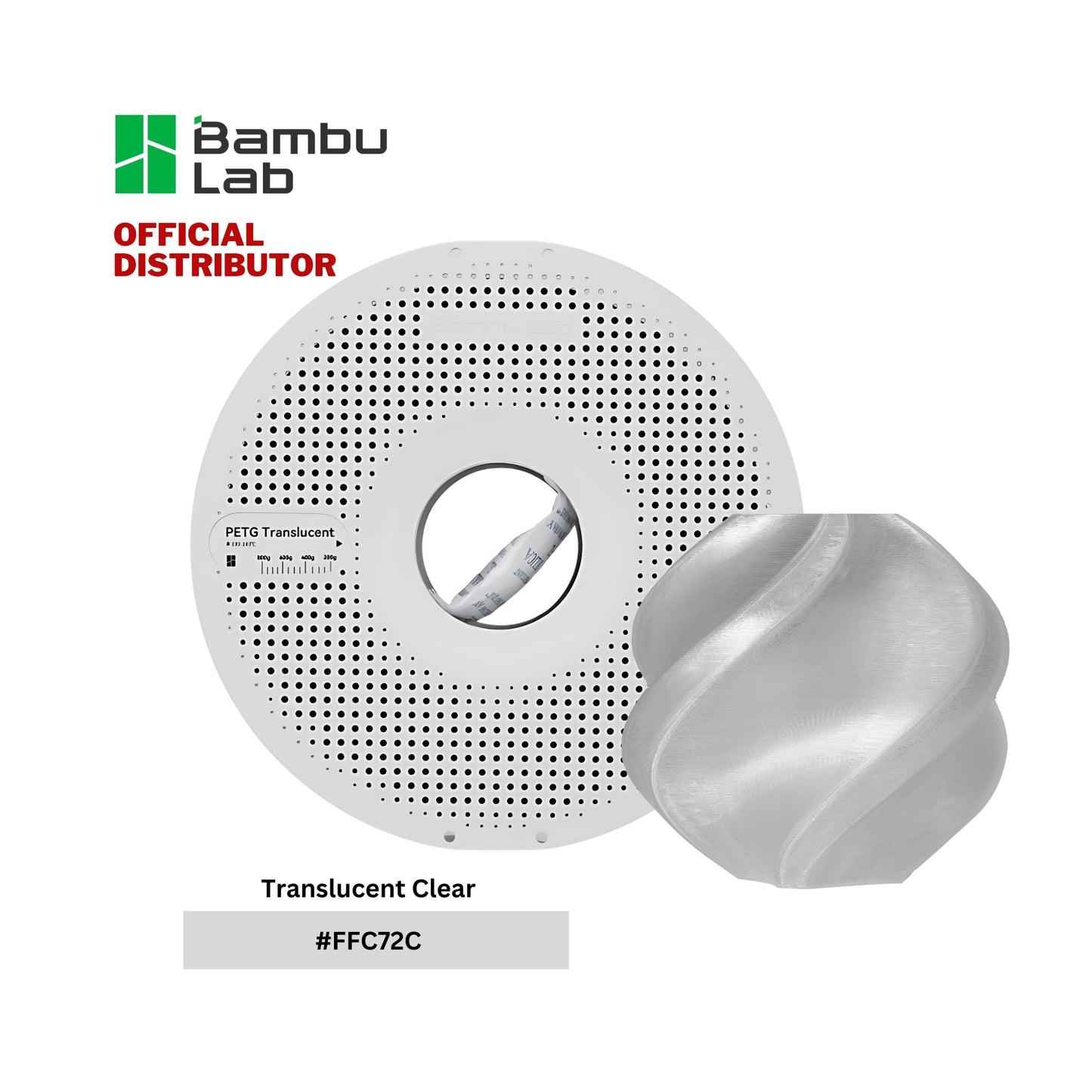 Bambu Lab PETG Translucent 3D Printer Filament 1.75mm 1KG