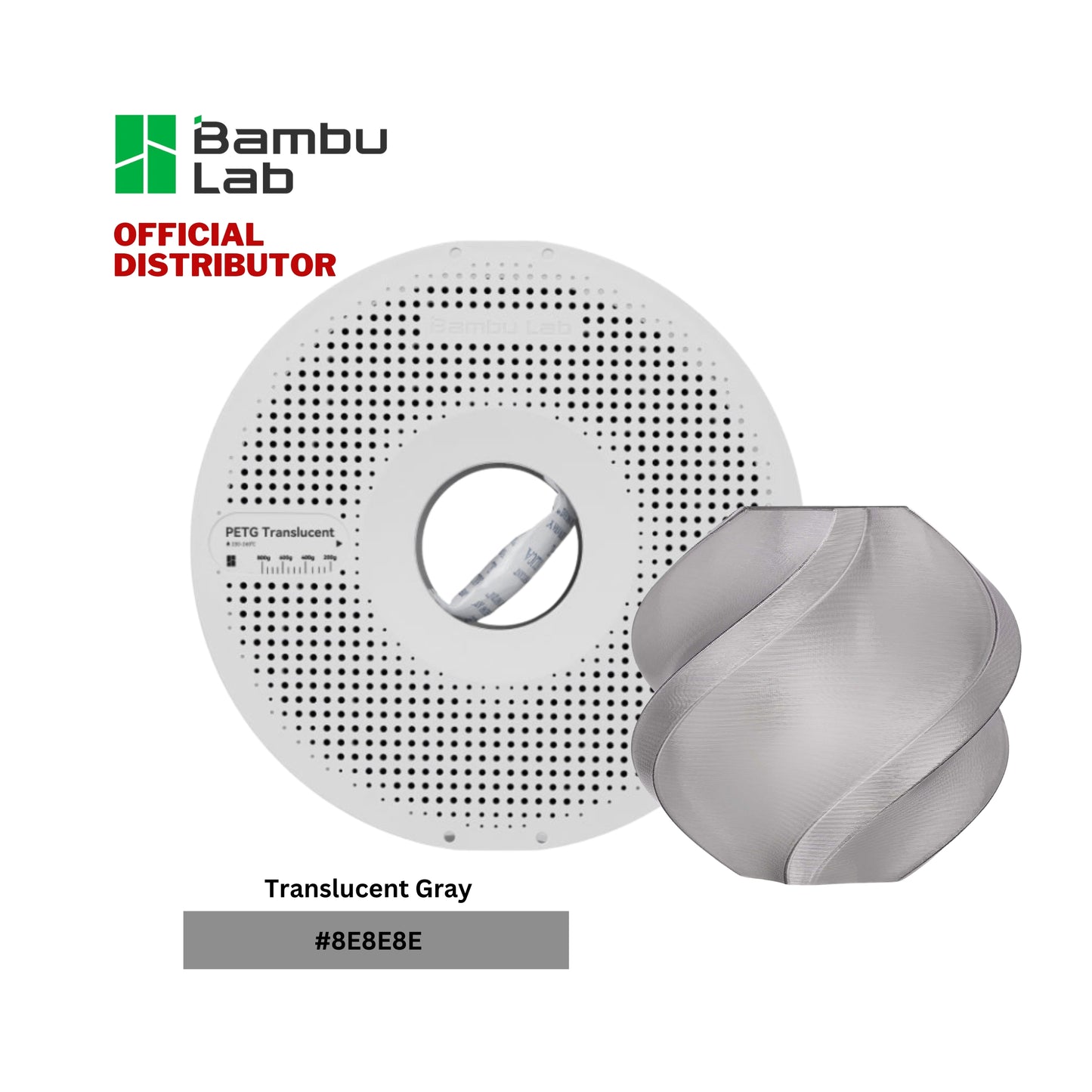 Bambu Lab PETG Translucent 3D Printer Filament 1.75mm 1KG