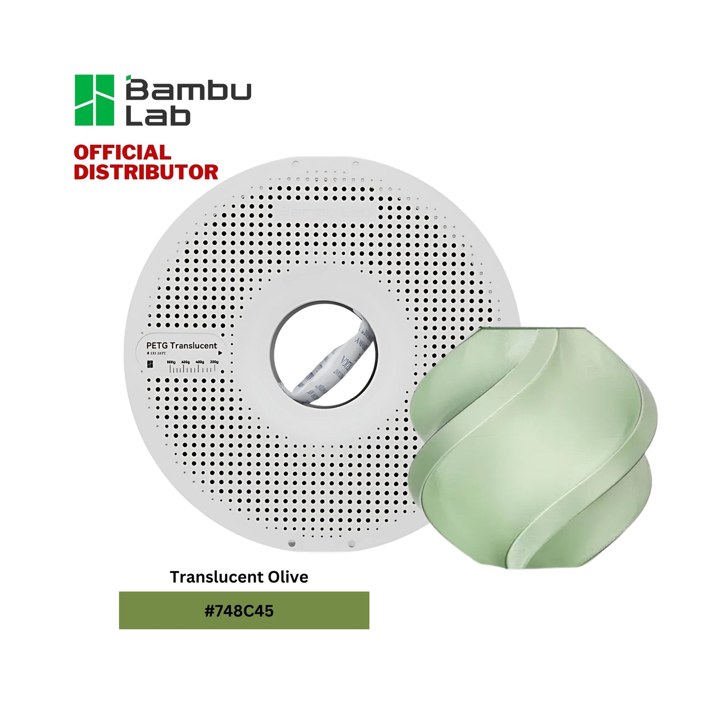 Bambu Lab PETG Translucent 3D Printer Filament 1.75mm 1KG