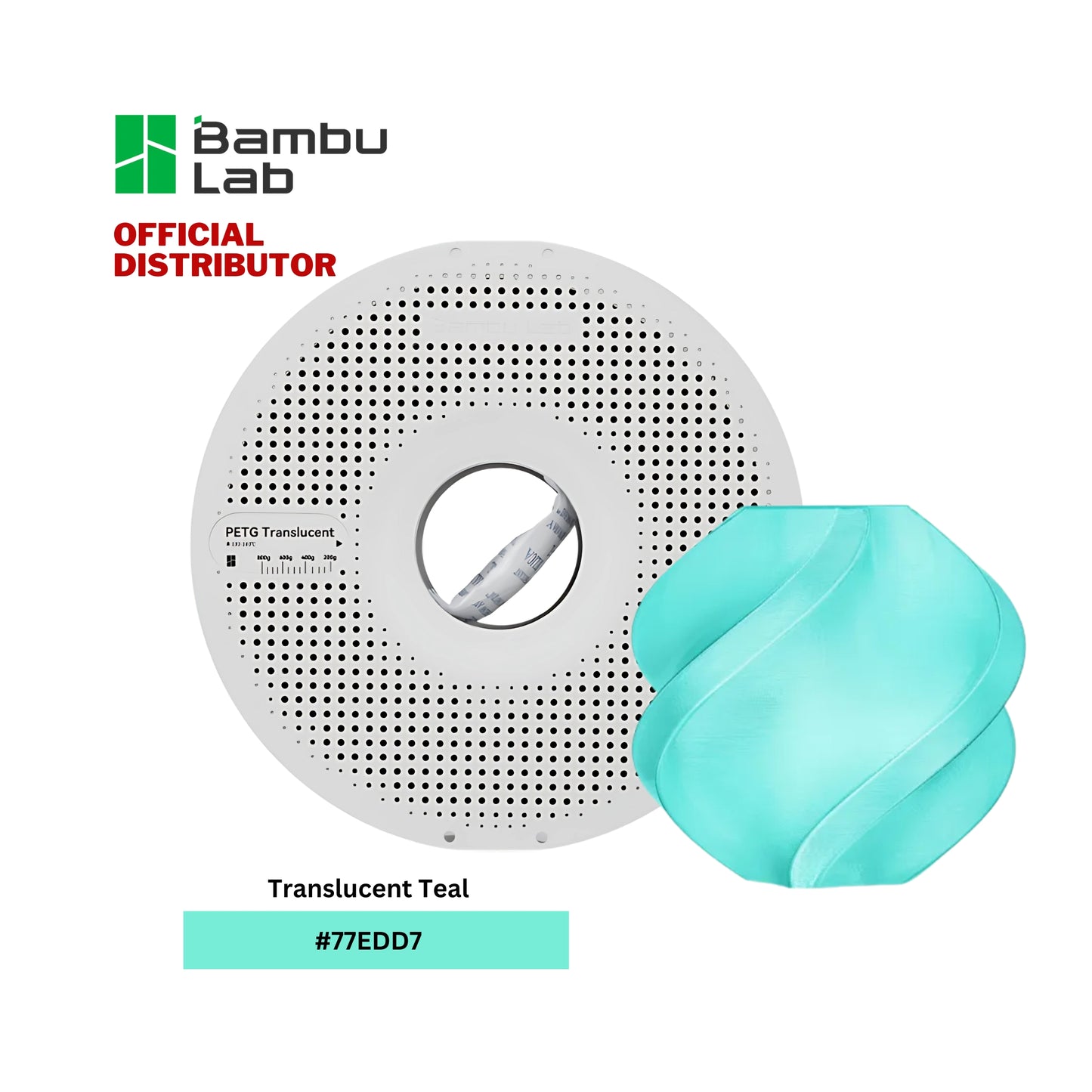 Bambu Lab PETG Translucent 3D Printer Filament 1.75mm 1KG