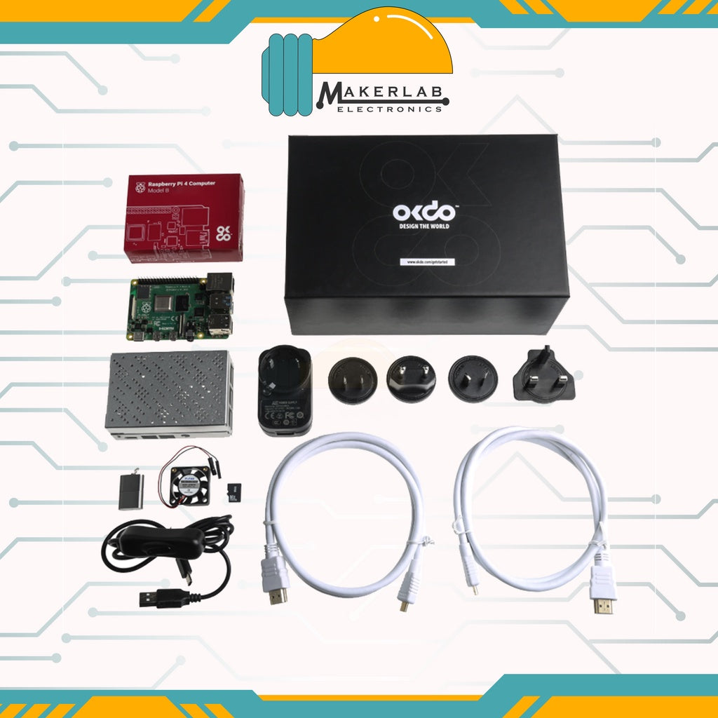 Raspberry Pi 4 Model B 8GB RAM Starter Kit OKdo Kit (NOT compatible wi –  Makerlab Electronics