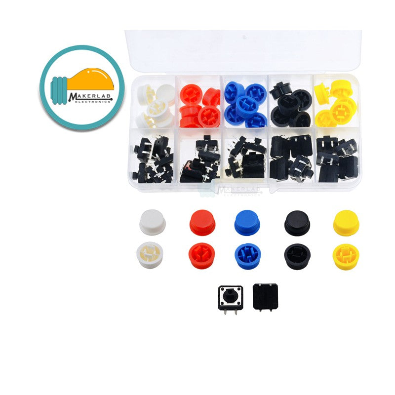 25pcs 12mm Tactile Switch Button Kit