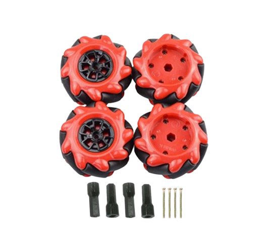 60mm Mecanum Wheel Set Omnidirectional Smart Robot Car with 6.7mm coupling and Screw Black Red