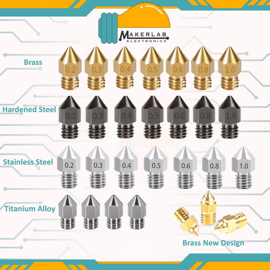 Creality Nozzle for Ender-3 CR Series | MK8 Brass Hardened Stainless Steel Titanium 3D Printer