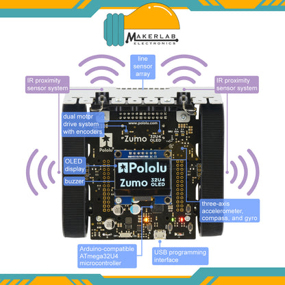 Pololu Zumo 32U4 OLED Robot (Assembled with 75:1 HP Motors)