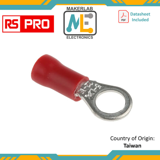 534-200 | 1pc Red RS PRO Insulated Ring Terminal, M5 Stud Size, 0.5mm? to 1.5mm? Wire Size