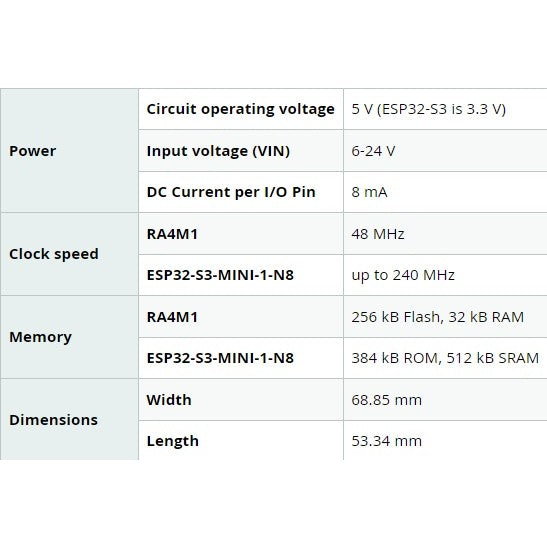 Arduino UNO R4 WiFi RA4M1 Arm® Cortex-M4 32-bit microcontroller with ESP32-S3 for Wi-Fi/Bluetooth