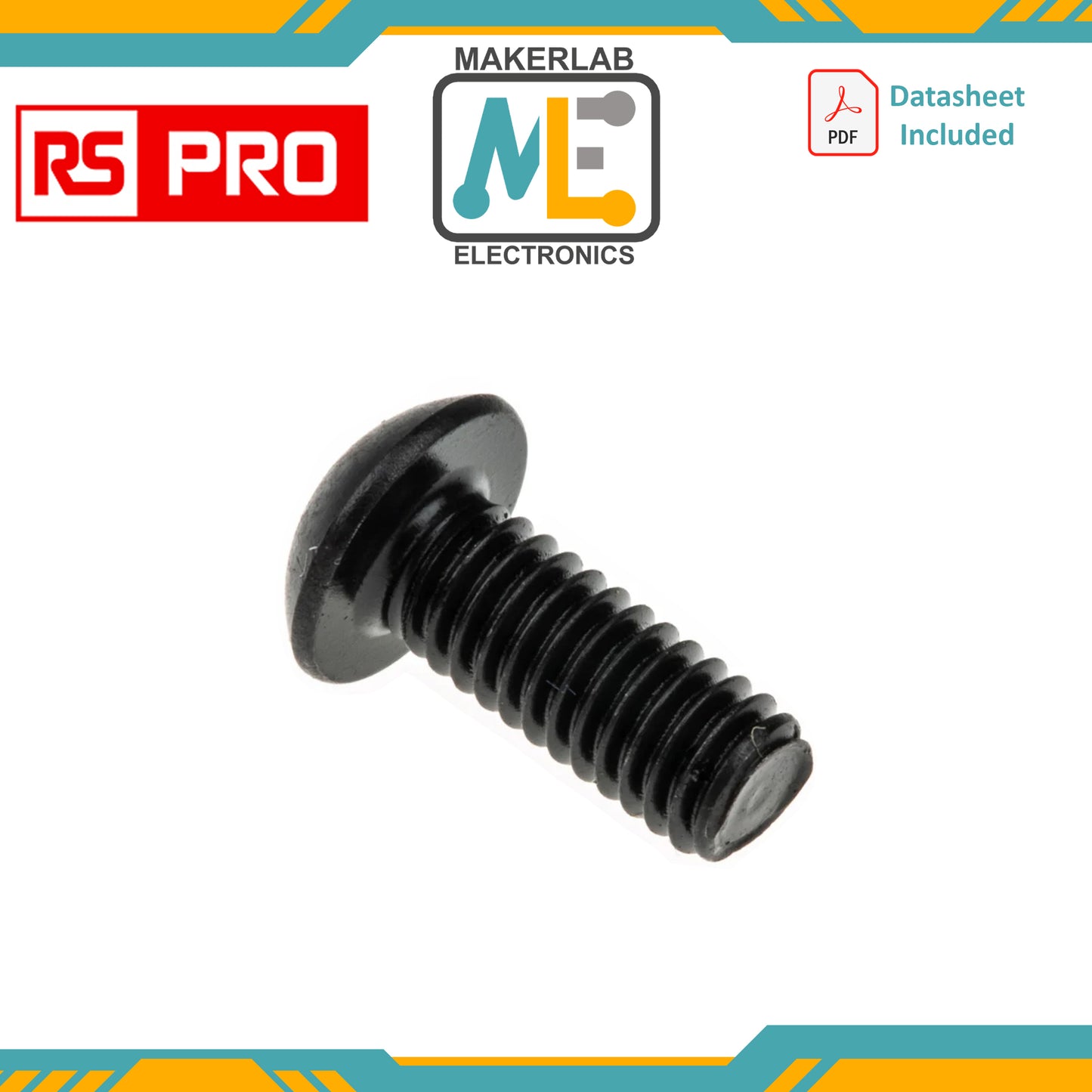 RS PRO Black, Self-Colour Steel Hex Socket Button Screw, ISO 7380, M6 x 16mm