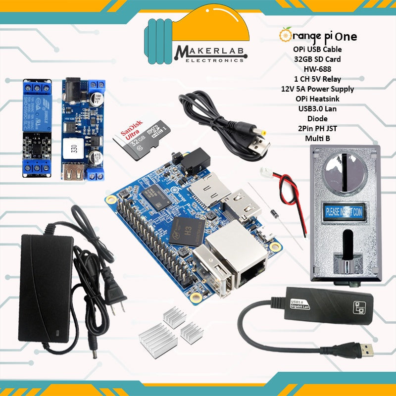 Orange Pi One A7 Quad Core 1GB piso wifi vendo machine - OPi1 + 16GB + Cable