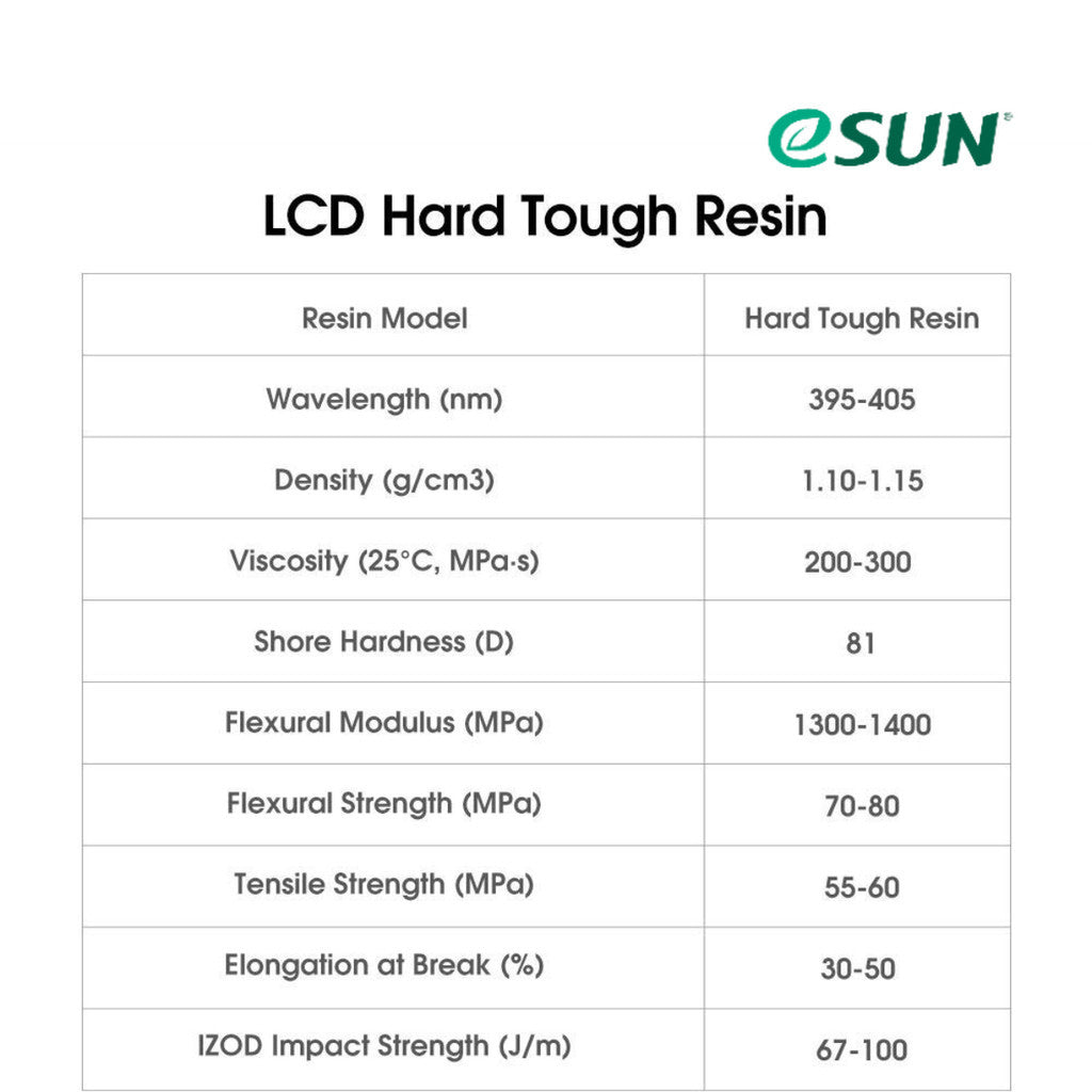 eSUN UV 405nm 1kg Hard Tough resin for LCD 3D Printers