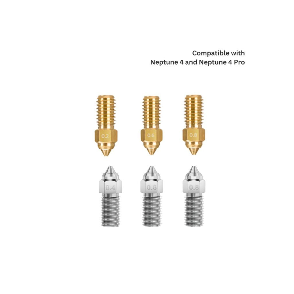 Elegoo Brass 0.2 0.6 0.8 Hardened Steel 0.4 0.6 0.8 Nozzle for Neptune 4 & Neptune 4 Pro 3D Printer