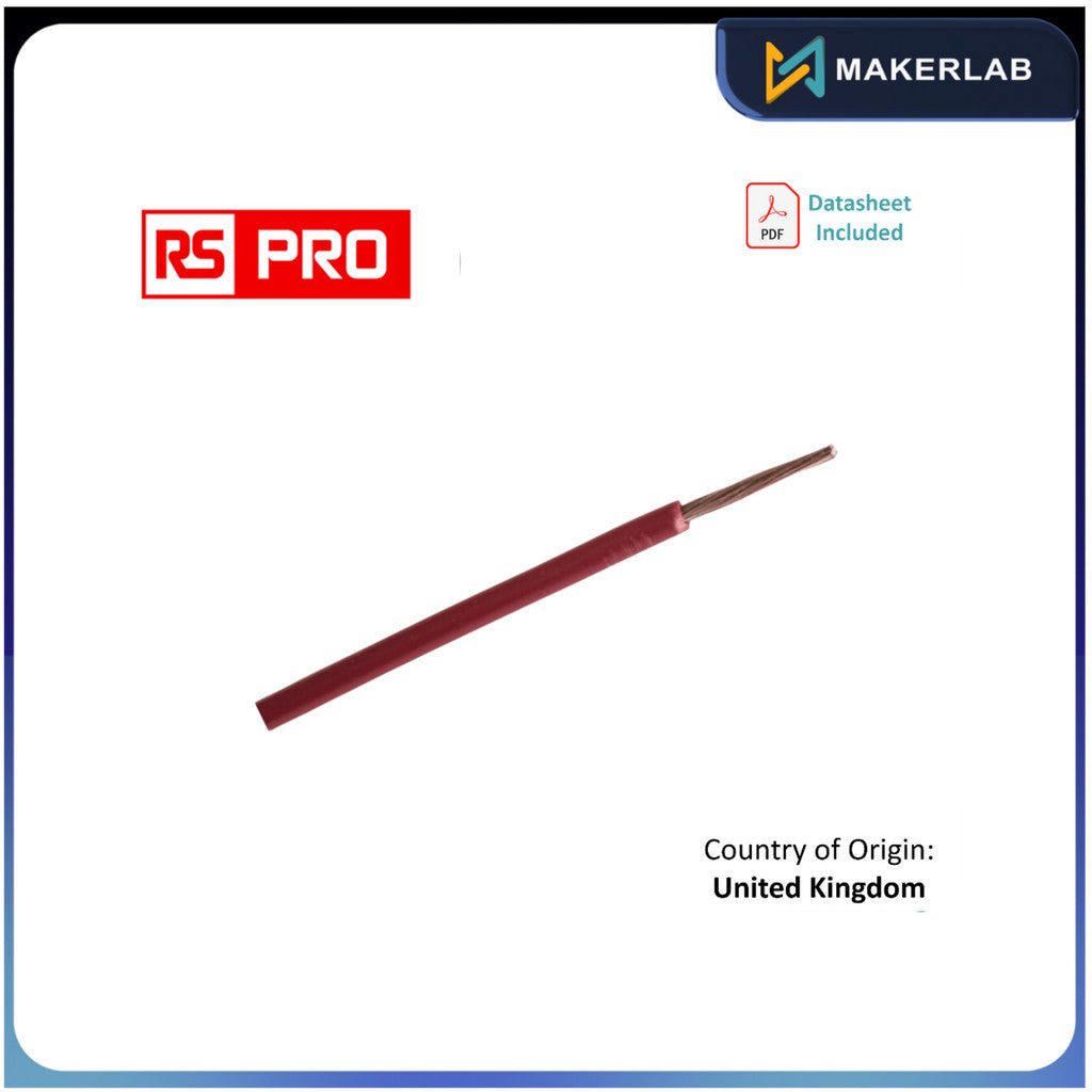 RS PRO Red 6 mm² Tri-rated Cable, 10 AWG, 84/0.3mm, 100m, PVC Insulation