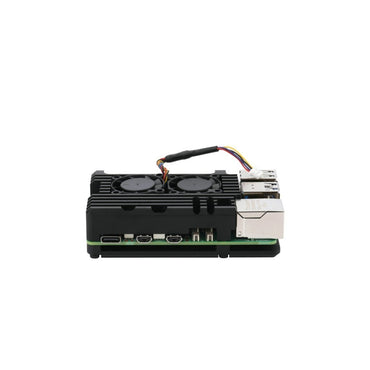 Black Metal Aluminum Case with Four-line Double Fans for Raspberry Pi 5