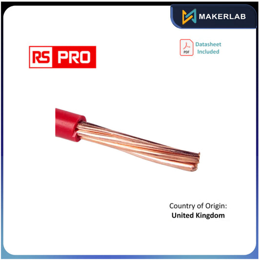 RS PRO Red 10 mm² Tri-rated Cable, 8 AWG, 72/0.4 mm, 100m, PVC Insulation