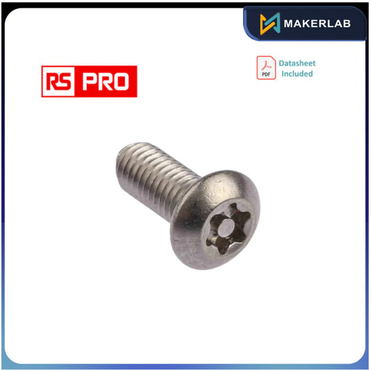 621-2681 | 1 pack of 50, RS PRO Plain Button Stainless Steel Tamper Proof Security Screw, M5 x 12mm