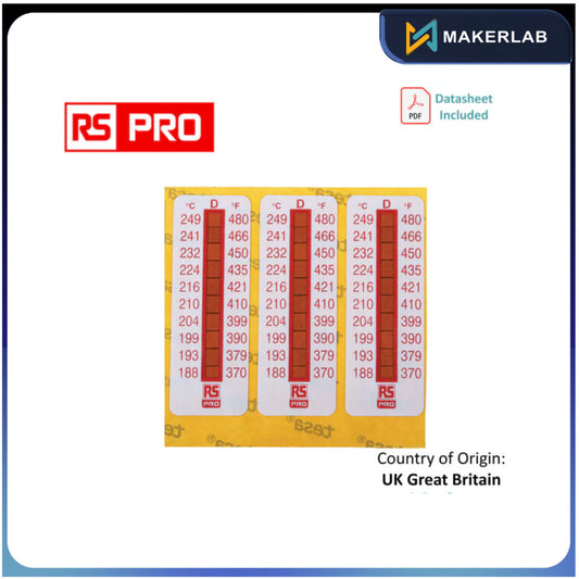 779-9785 | 1 pack of 10, RS PRO Non-Reversible Temperature Sensitive Label, 188??C to 249??C, 10 Levels