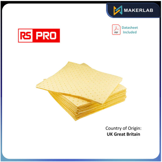 RS PRO Pad Spill Absorbent for Chemical Use, 90 L Capacity, 100 per Pack