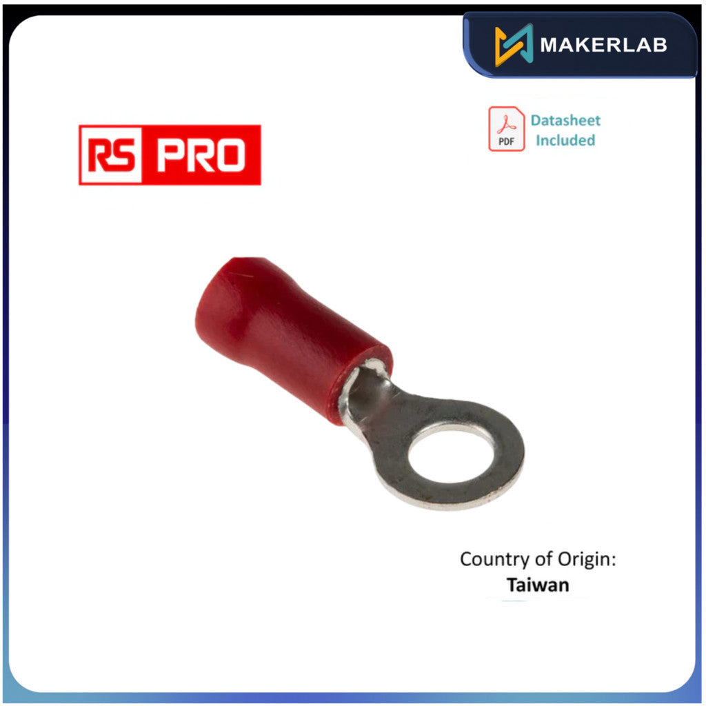 534-216 | 1pc Red RS PRO Insulated Ring Terminal, M4 Stud Size, 0.5mm? to 1.5mm? Wire Size