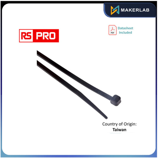 233-465 | 1 pack of 100, RS PRO Cable Tie, 150mm x 3.6 mm, Black Nylon