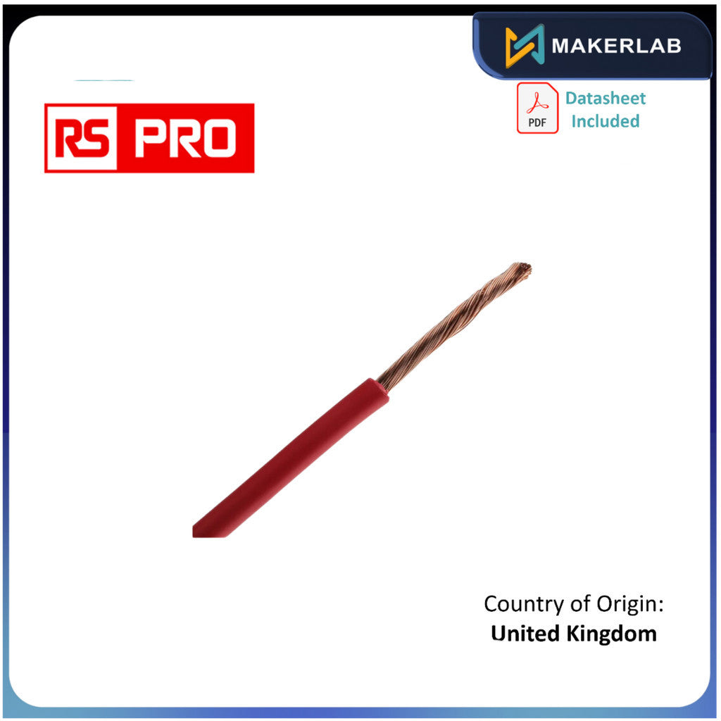 RS PRO Red 6 mm² Hook Up Wire, 9 AWG, 84/0.3mm, 25m, PVC Insulation