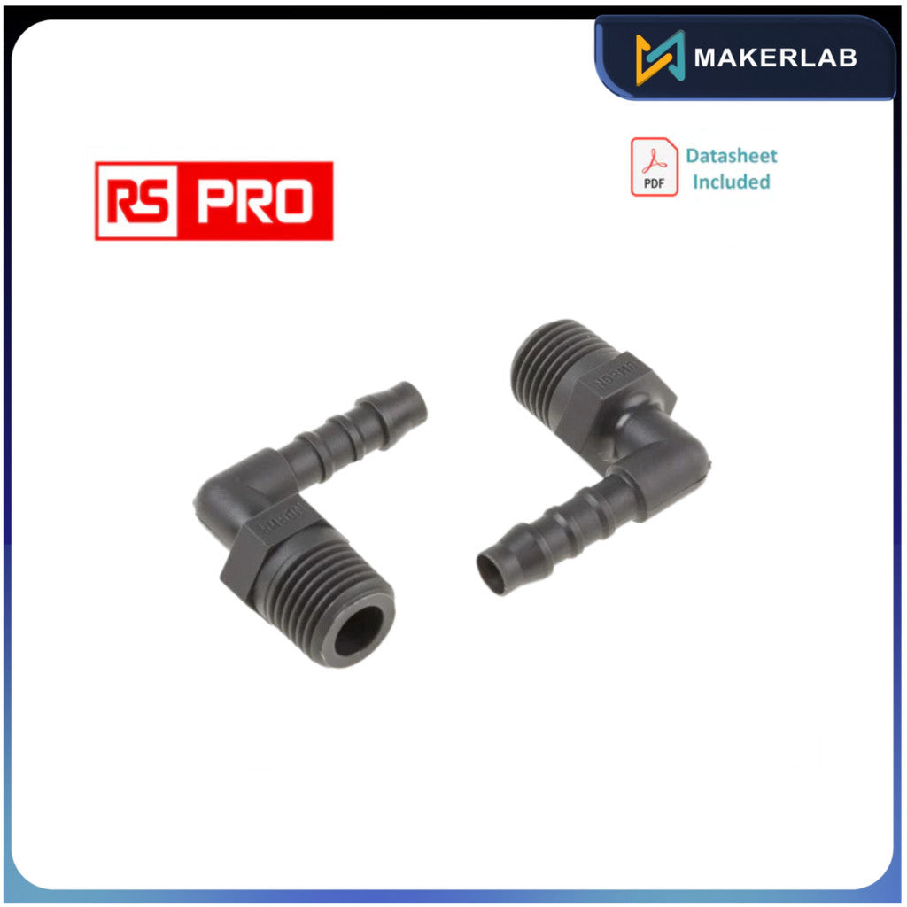 795-225 | 1 pack of 5, RS PRO Hose Connector, Elbow Hose Tail Adaptor, BSP 1/4in 6mm ID