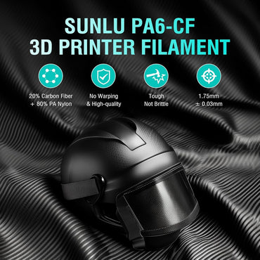 Sunlu PA6-CF (Carbon Fiber Nylon) Black 3D Printer Filament 1.75mm 1KG