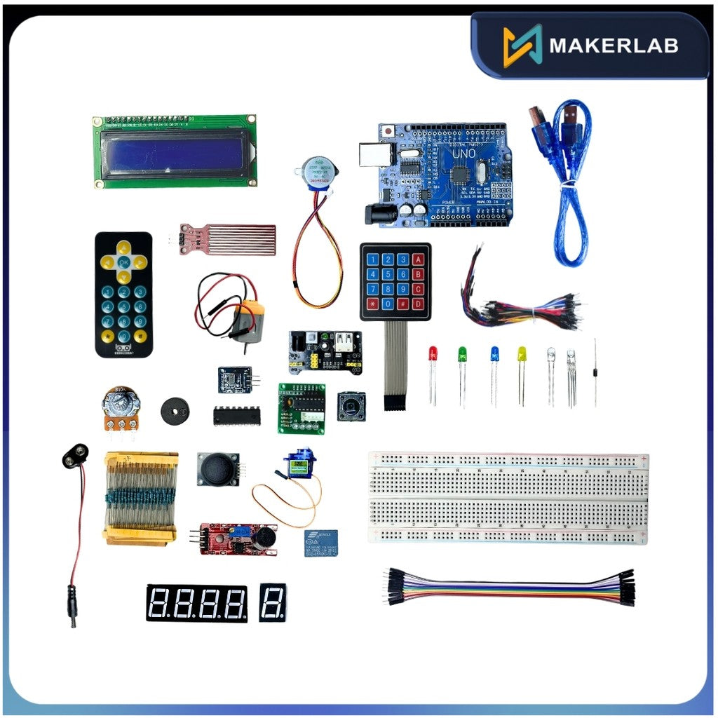 Makerlab Super Starter Kit for Uno R3 with PDF Projects and Code Compatible with Arduino