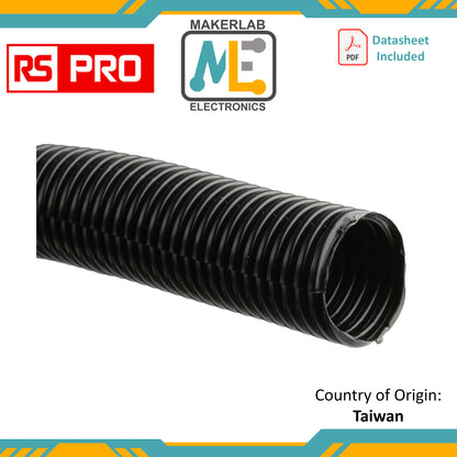 RS PRO Flexible, Split Conduit, 25mm Nominal Diameter, Plastic, Black