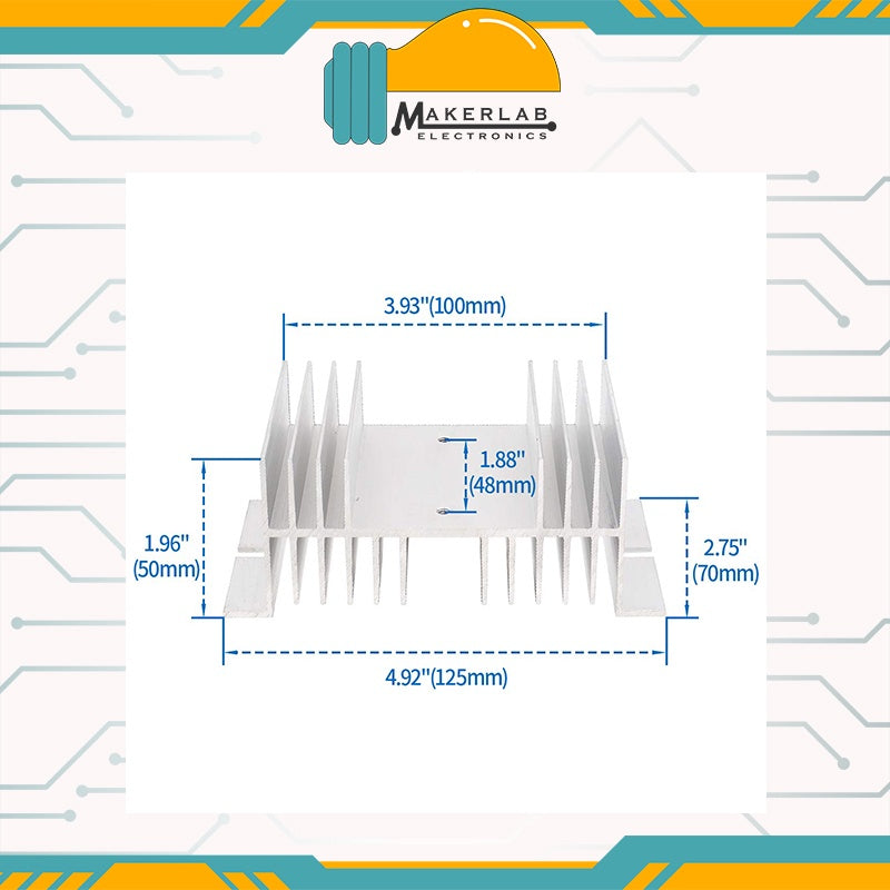 SSR HEATSINK BLACK for 10A to 40A Size:80x50x50mm | SILVER M Shape for 10A to 100A Size:125x50x70mm