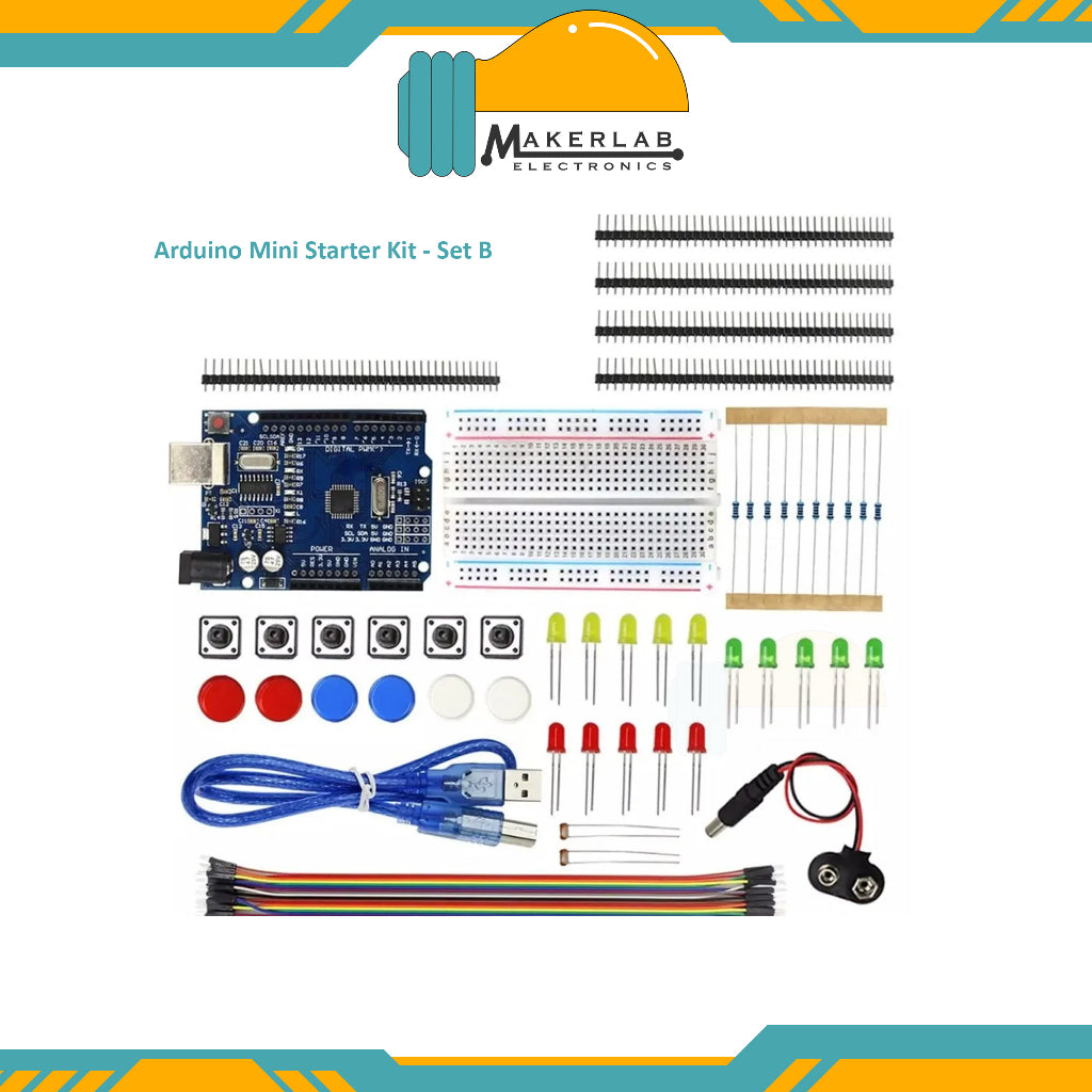 Makerlab Basic Starter Kit For Uno R3 With Tutorial Code Compatible with Arduino - Set C