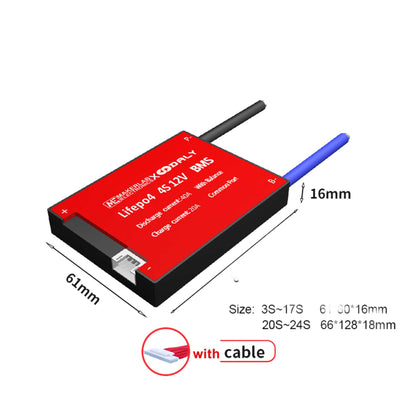 Solar DALY BMS 4S 12V | 8S 24V | 16S 48V Lifepo4 Battery Protection Board with Balance Leads Wires