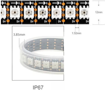 144 LED/m SK9822 Digital Addressable RGB LED Strip, 5V, 1m